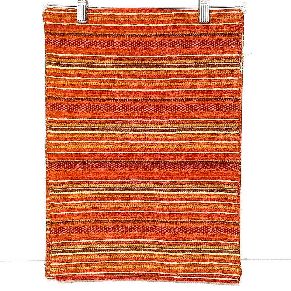 Vintage Table Placemats Set of 6 Rust Green Brown Earthtone Striped Cotton Blend